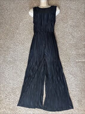 WILD Fable Disco Jumpsuit Y2K Black Pleated Rainbow Stripe Wide Leg Festival M